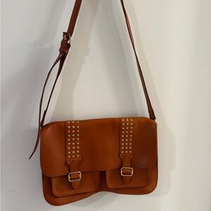 Rebecca Minkoff Cognac Leather Crossbody with Stud Accents
